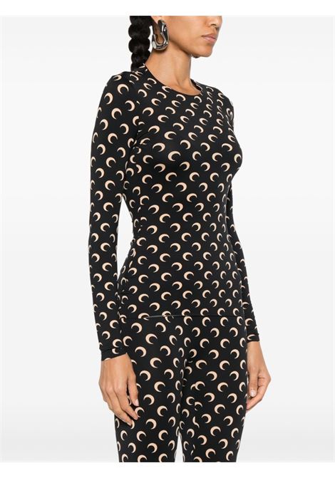 moon printed jearsey top woman black MARINE SERRE | WTS006A CJER0001IT99